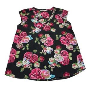 • Daniel Rainn Floral Rose Career Cap Sleeve Blouse H15